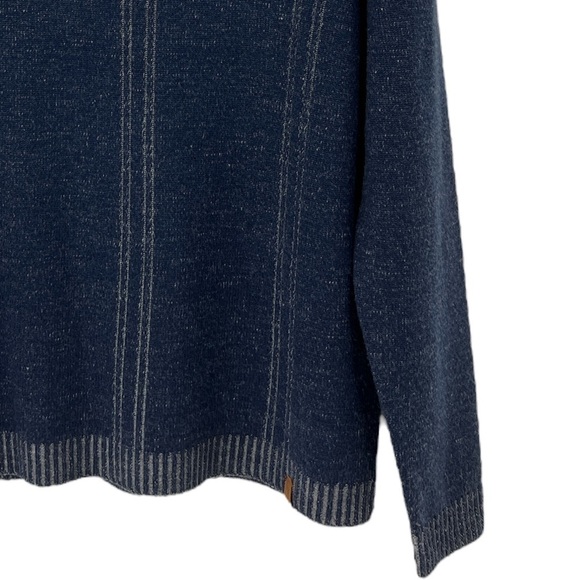 Neve quarter zip Mens Blue and White Size medium 100% Murano wool Sweater - Picture 6 of 12